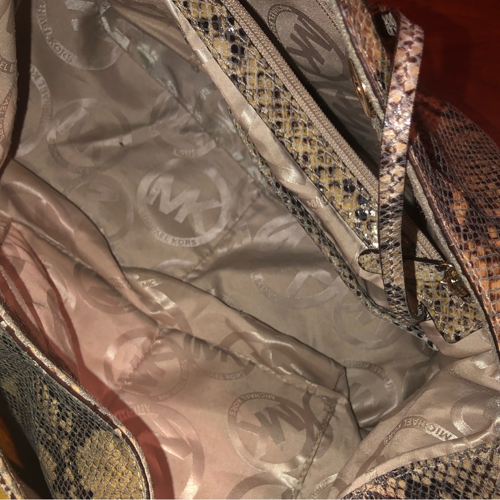 Prwnd Michael kors hobo hand bag leather green and black snake print - Picture 10 of 12